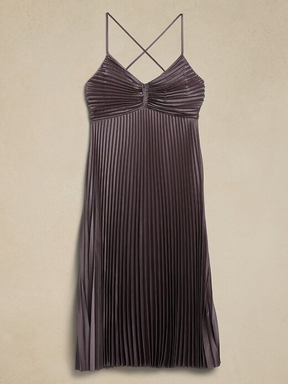 Banana Republic Black Pleated Spaghetti Strap Midi Dress Size 12